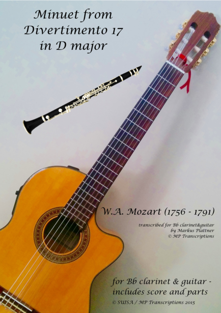Free Sheet Music Minuet From Divertimento 17 Kv 334 For Bb Clarinet And Guitar