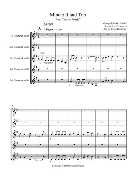 Minuet Ii And Trio From Water Music Sheet Music