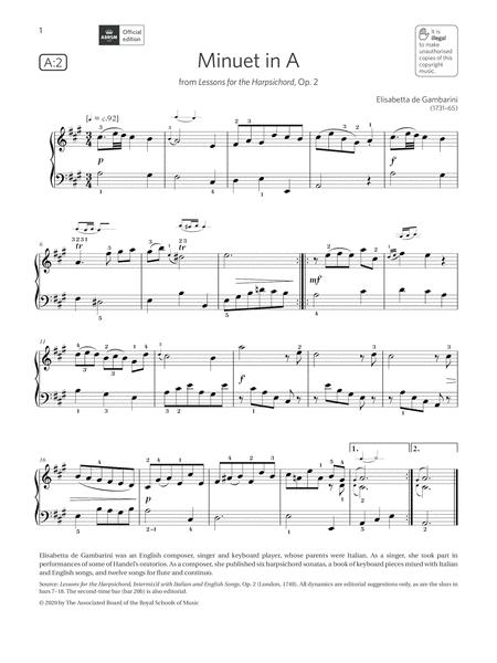 Minuet In A Grade 2 List A2 From The Abrsm Piano Syllabus 2021 2022 Sheet Music