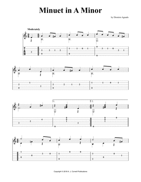 Free Sheet Music Minuet In A Minor