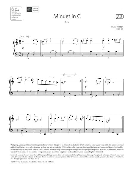 Minuet In C Grade 1 List A2 From The Abrsm Piano Syllabus 2021 2022 Sheet Music