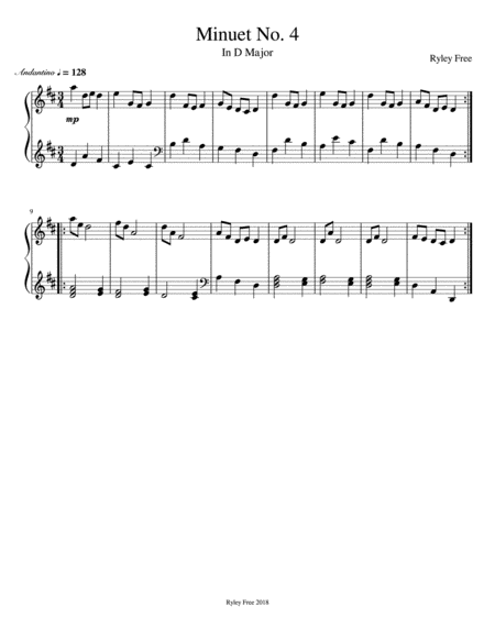 Minuet In D Major Sheet Music