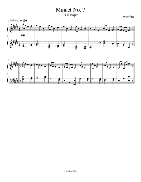 Free Sheet Music Minuet In E Major