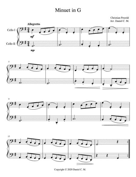 Minuet In G Cello Duet Sheet Music