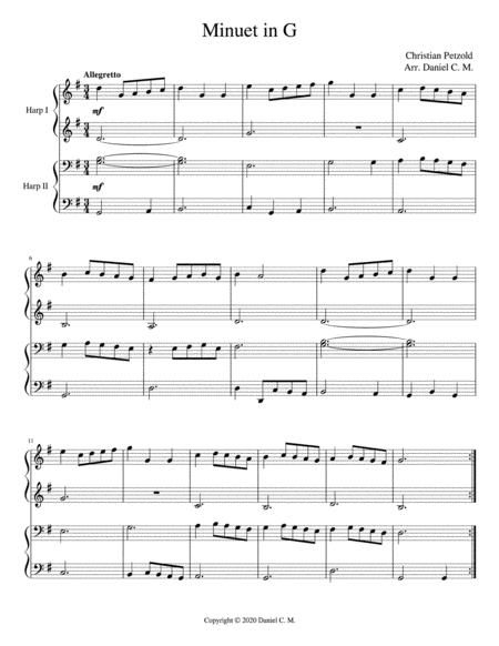 Minuet In G Harp Duet Sheet Music