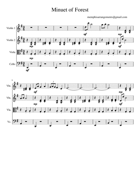 Minuet Of Forest Zelda String Quartet Sheet Music