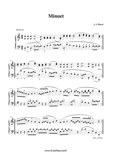 Minuet Pleyel Icanpiano Style Sheet Music