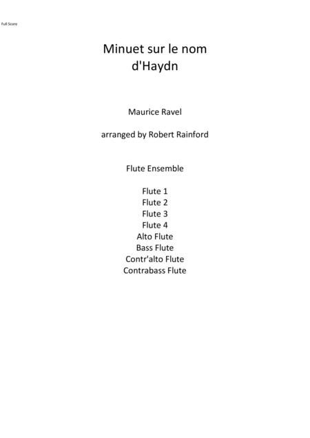 Free Sheet Music Minuet Sur Le Nom D Haydn