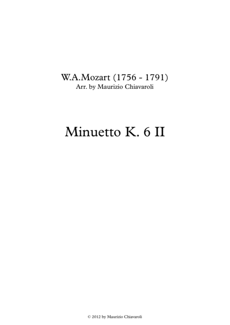 Free Sheet Music Minuetto K 6 Ii