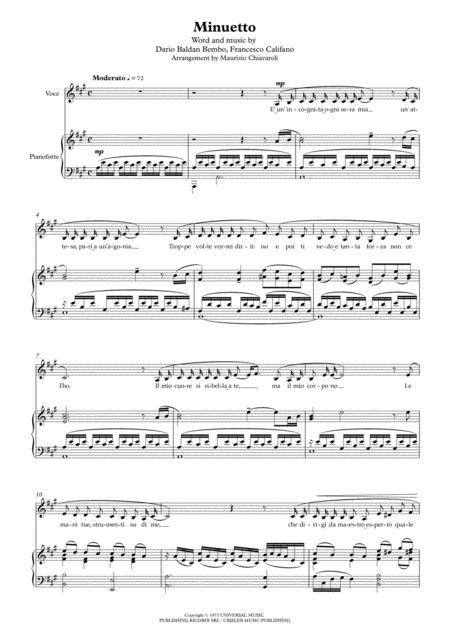 Free Sheet Music Minuetto