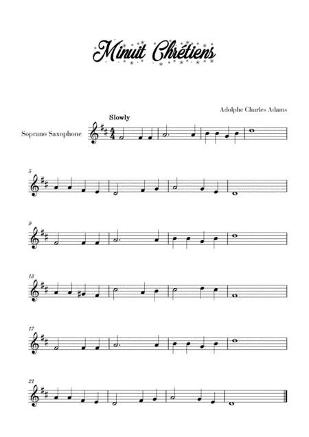 Free Sheet Music Minuit Chrtiens For Soprano Saxophone