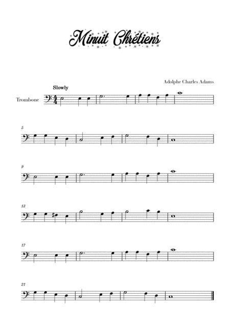 Free Sheet Music Minuit Chrtiens For Trombone