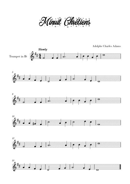 Free Sheet Music Minuit Chrtiens For Trumpet