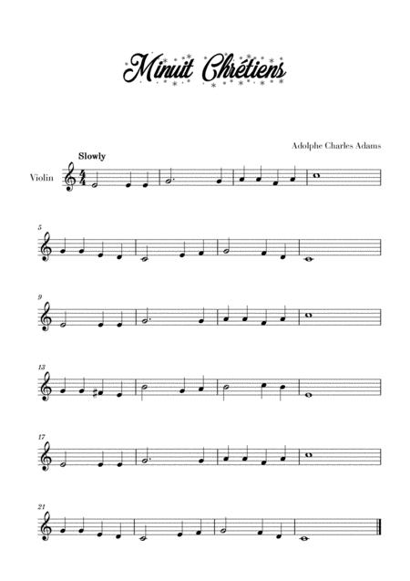 Free Sheet Music Minuit Chrtiens For Voilin