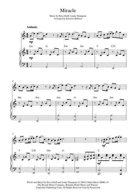 Miracle For Violin Solo And Piano Accompaniment Sheet Music