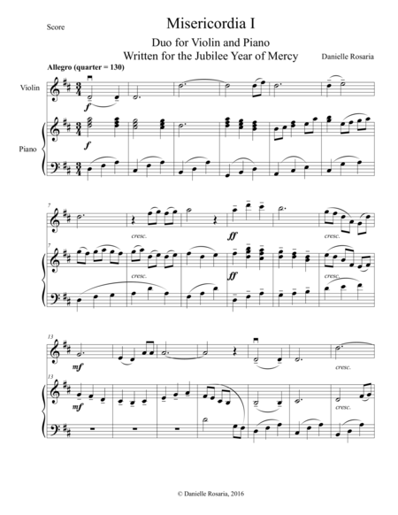 Free Sheet Music Misericordia I Duo For Violin And Piano