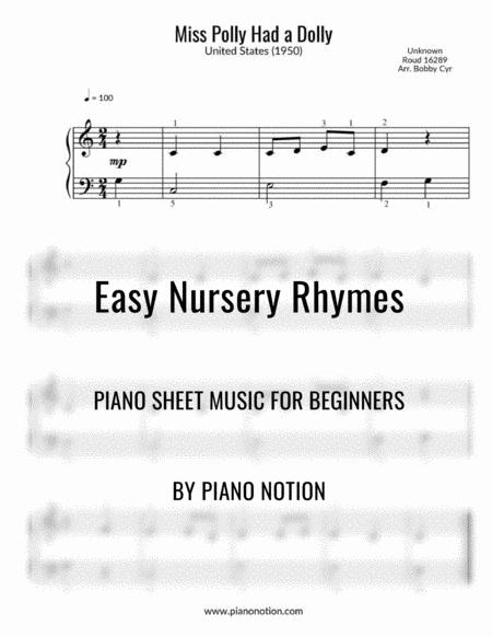 Free Sheet Music Miss Polly Had A Dolly Easy Piano Solo