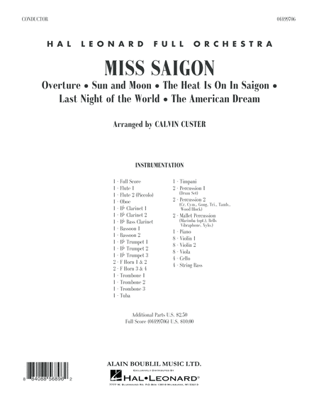 Free Sheet Music Miss Saigon Arr Calvin Custer Full Score