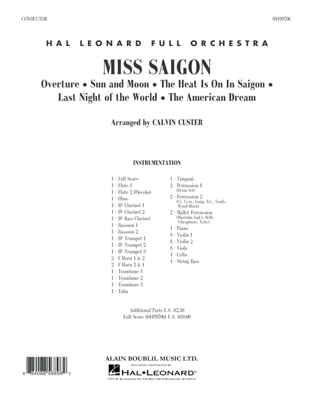 Miss Saigon Arr Calvin Custer Full Score Sheet Music