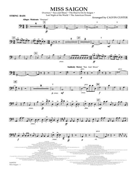 Free Sheet Music Miss Saigon Arr Calvin Custer String Bass