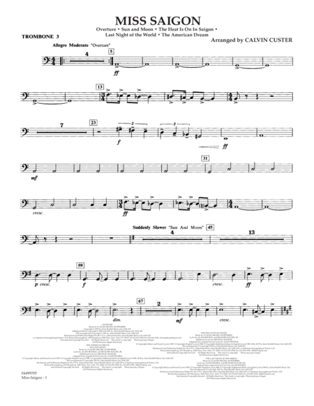 Free Sheet Music Miss Saigon Arr Calvin Custer Trombone 3