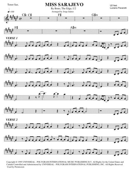 Free Sheet Music Miss Sarajevo Tenor Sax