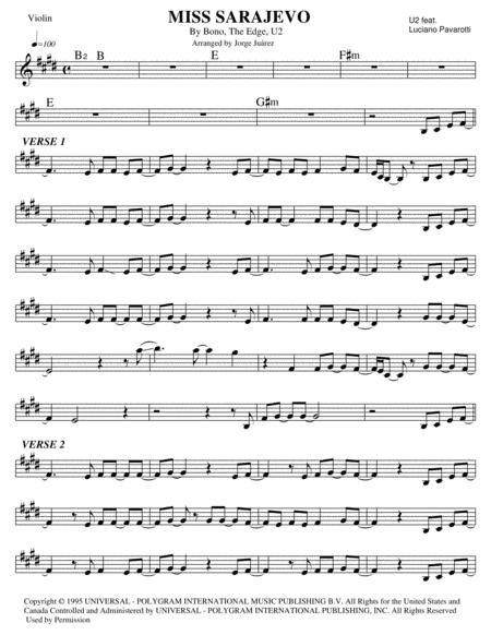 Miss Sarajevo Violin Sheet Music