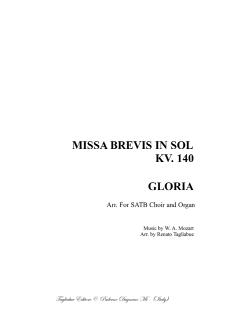 Free Sheet Music Missa Brevis In G Major Kv 140 2 Gloria