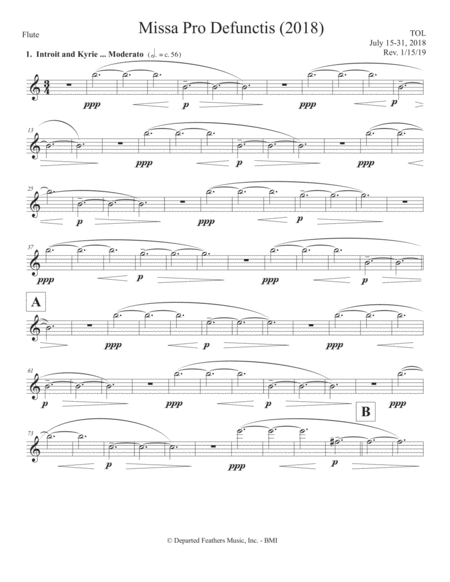 Free Sheet Music Missa Pro Defunctis 2018 Flute Part