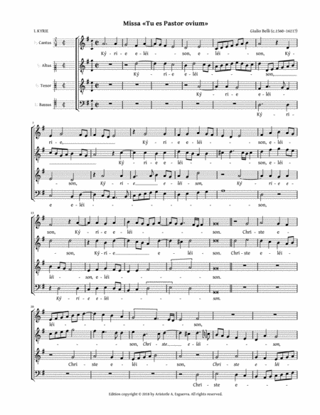 Free Sheet Music Missa Tu Es Pastor Ovium A 4 Belli