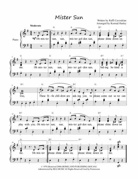 Mister Sun Sheet Music