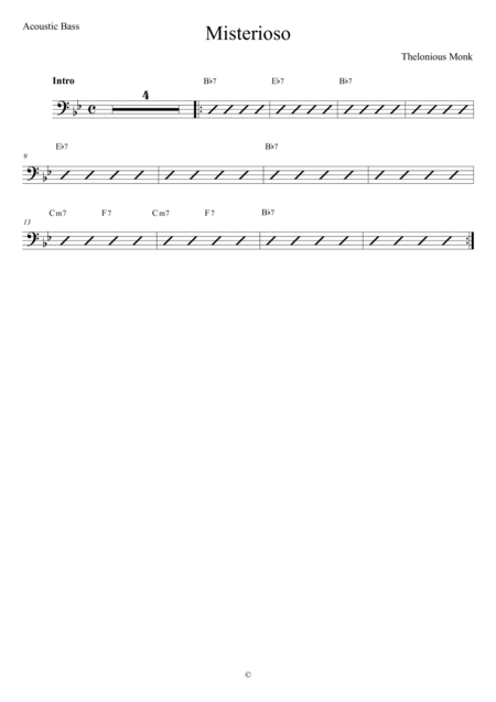 Misterioso Acoustic Bass Sheet Music