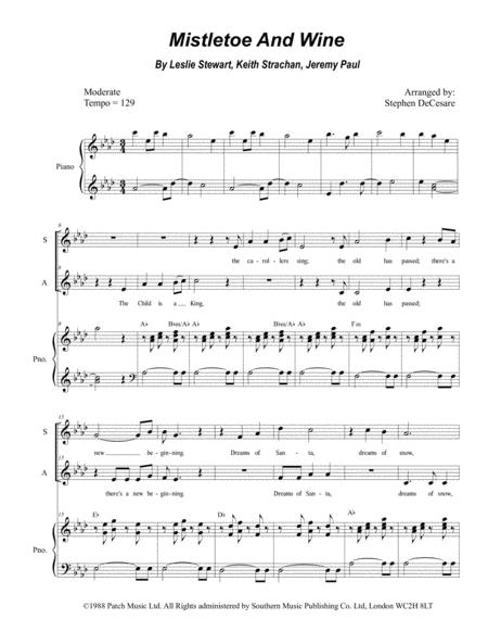 Mistletoe And Wine For 2 Part Choir Sa Sheet Music