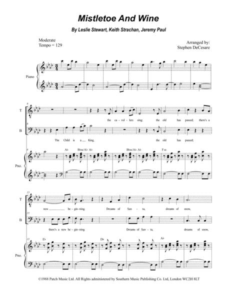 Mistletoe And Wine For 2 Part Choir Tb Sheet Music