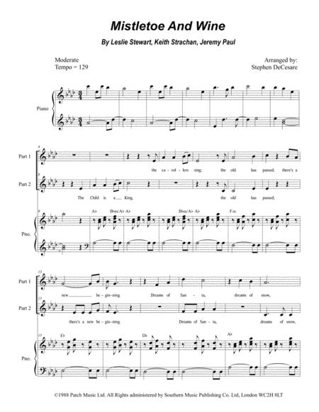 Mistletoe And Wine For 2 Part Choir Sheet Music