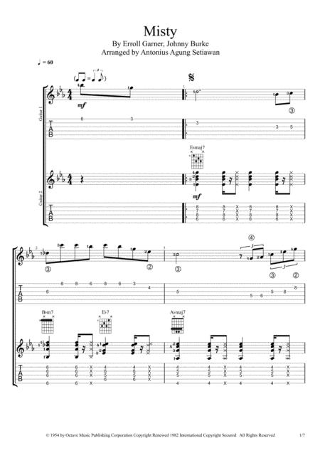 Misty Duet Guitar Tablature Sheet Music