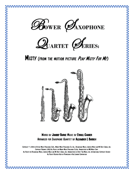 Free Sheet Music Misty Saxophone Quartet