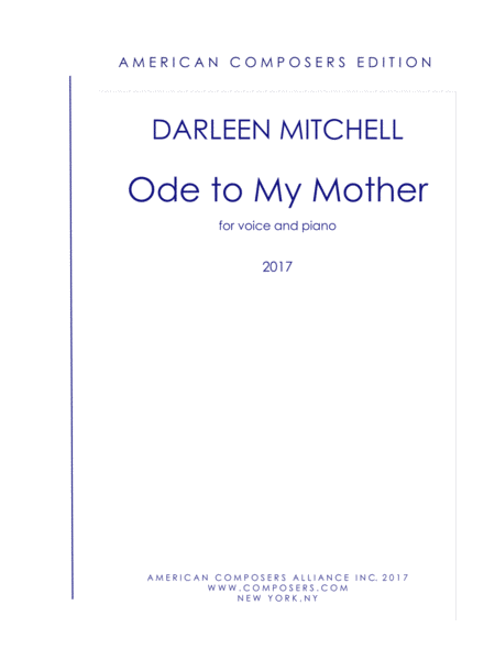 Mitchell Ode To My Mother Sheet Music