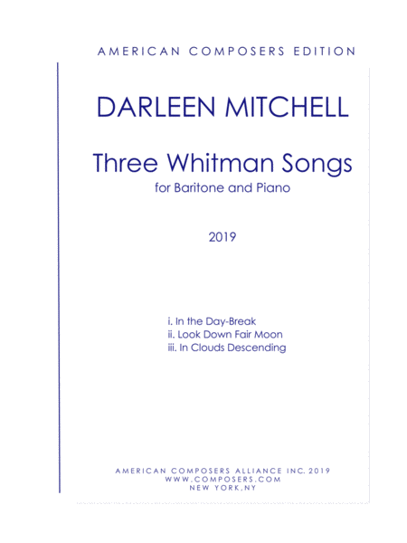 Mitchell Three Whitman Songs Sheet Music