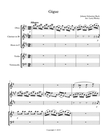 Free Sheet Music Mixed Ensemble Gigue