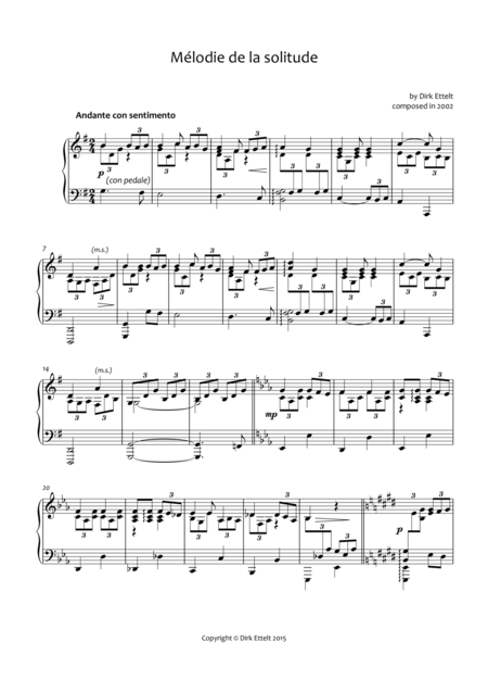 Mlodie De La Solitude Sheet Music