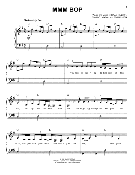 Free Sheet Music Mmm Bop