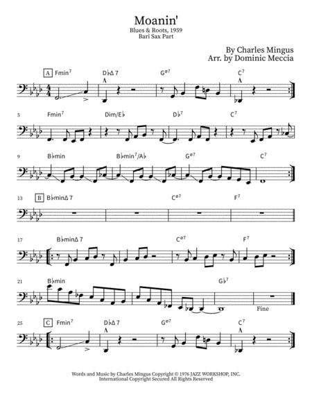 Moanin Bari Sax Part Bass Clef Sheet Music