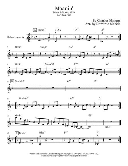 Moanin Bari Sax Part Eb Instruments Sheet Music