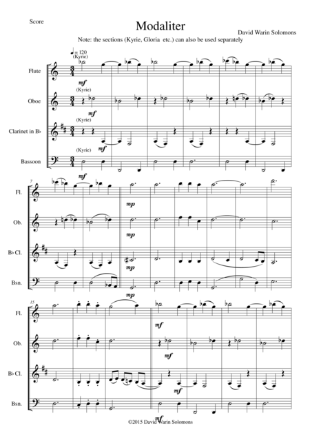 Modaliter For Wind Quartet Sheet Music