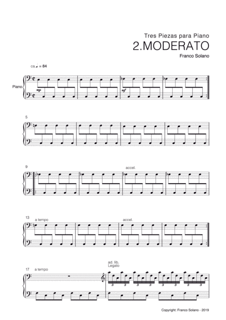 Moderato For Piano Sheet Music