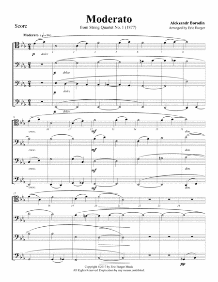 Free Sheet Music Moderato For Trombone Or Low Brass Quartet