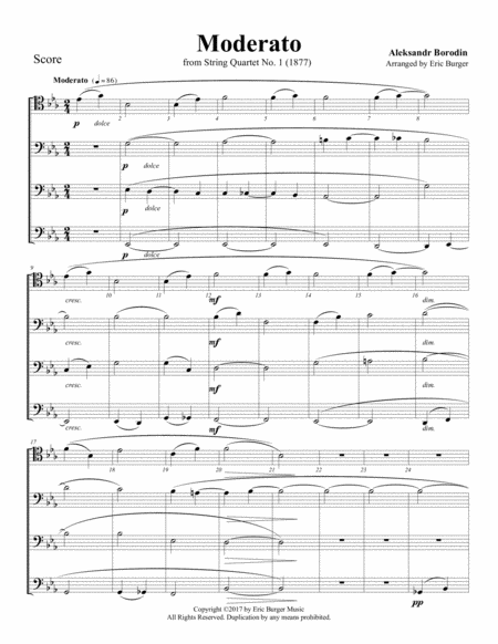 Moderato For Trombone Or Low Brass Quartet Sheet Music