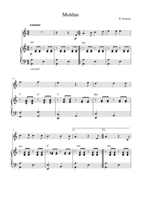 Free Sheet Music Moldau