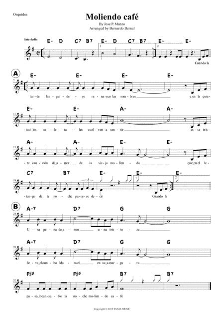 Free Sheet Music Moliendo Caf Lead Sheet